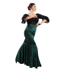 Gonne di ballo flamenco di velluto <b>Colore - Verde, Taglia - 42</b>