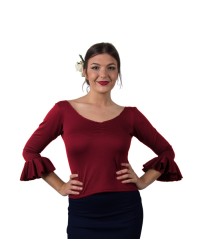 Top per la Danza con Plissettatura Frontale <b>Colore - Bordó, Taglia - XS</b>