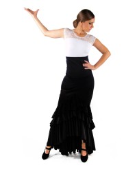 Gonna di Ballo Flamenco - Taconeo Con Pizzo <b>Colore - Nero, Taglia - S</b>