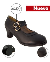 Scarpe Per Ballo Flamenco Doppia Suola, Due Bretelle e Senza <b>Colore - Nero, Taglia - 35</b>