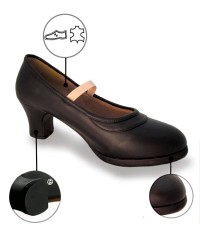 Scarpe per Flamenco Doppia Suola,  Lelastico Senza Chiodi <b>Colore - Nero, Taglia - 35</b>