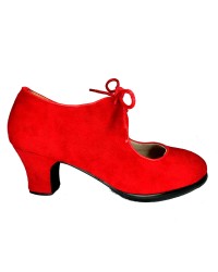 Scarpe Da Flamenco Con l'Allacciatura en Pelle Scamosciata <b>Colore - Rosso, Taglia - 34</b>
