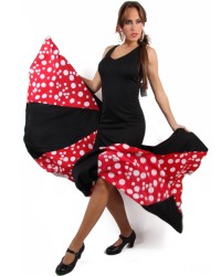 Vestito Da Ballo Flamenco - Mod Bailaora <b>Colore - Ne/Ro/Bia, Taglia - XS</b>