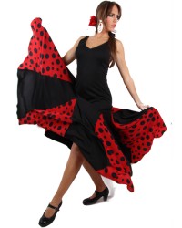 Vestito Da Ballo Flamenco - Mod Bailaora <b>Colore - Ne/Ro/Ne, Taglia - XS</b>