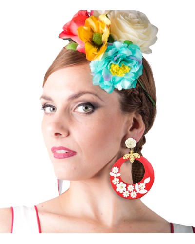 Orecchini Di Flamenco A cerchi con fiori
