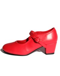 Scarpe Di Flamenca Pelle Sintetica "Gitanilla" <b>Colore - Rosso, Taglia - 18</b>