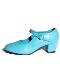 Scarpe Di Flamenca Pelle Sintetica "Gitanilla" <b>Colore - Turchese, Taglia - 18</b>