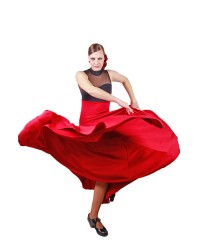 Gonne Flamenca 8 Godet Di Vita Alta <b>Colore - Rosso, Taglia - XS</b>